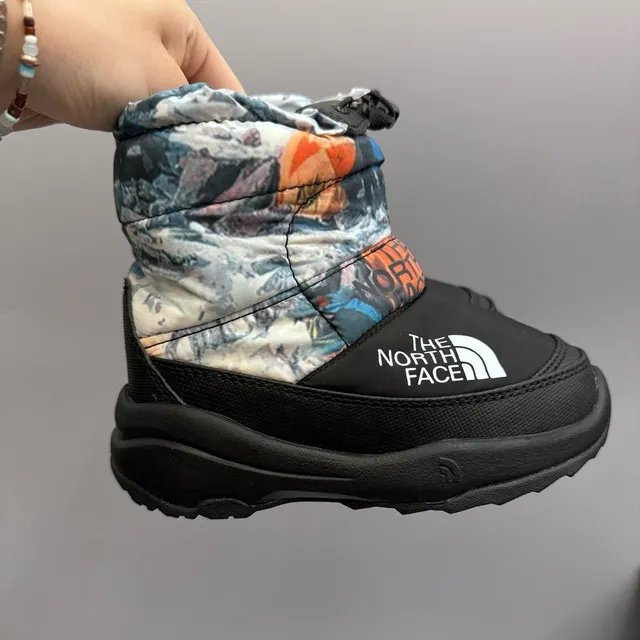 The North Face সবুজ কালো পাফি নিরোধক ড্রস্ট্রিং কাফ তুষার বুট 14