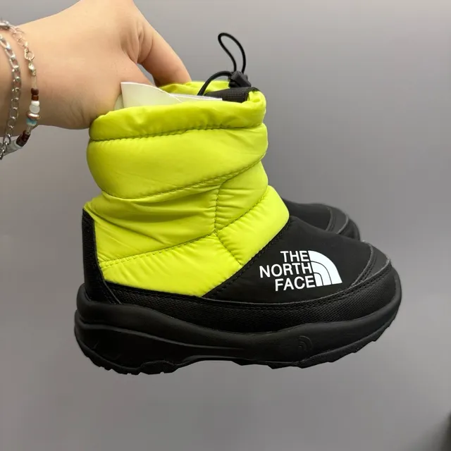 The North Face সবুজ কালো পাফি নিরোধক ড্রস্ট্রিং কাফ তুষার বুট 21