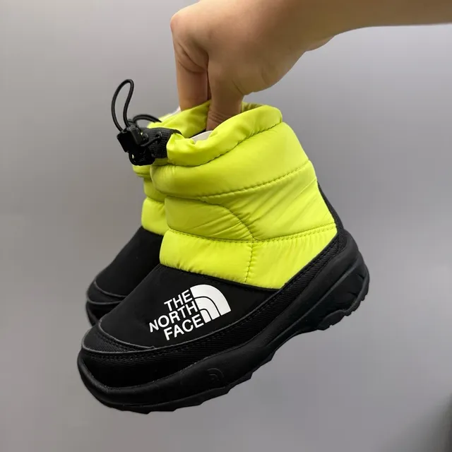 The North Face সবুজ কালো পাফি নিরোধক ড্রস্ট্রিং কাফ তুষার বুট 23