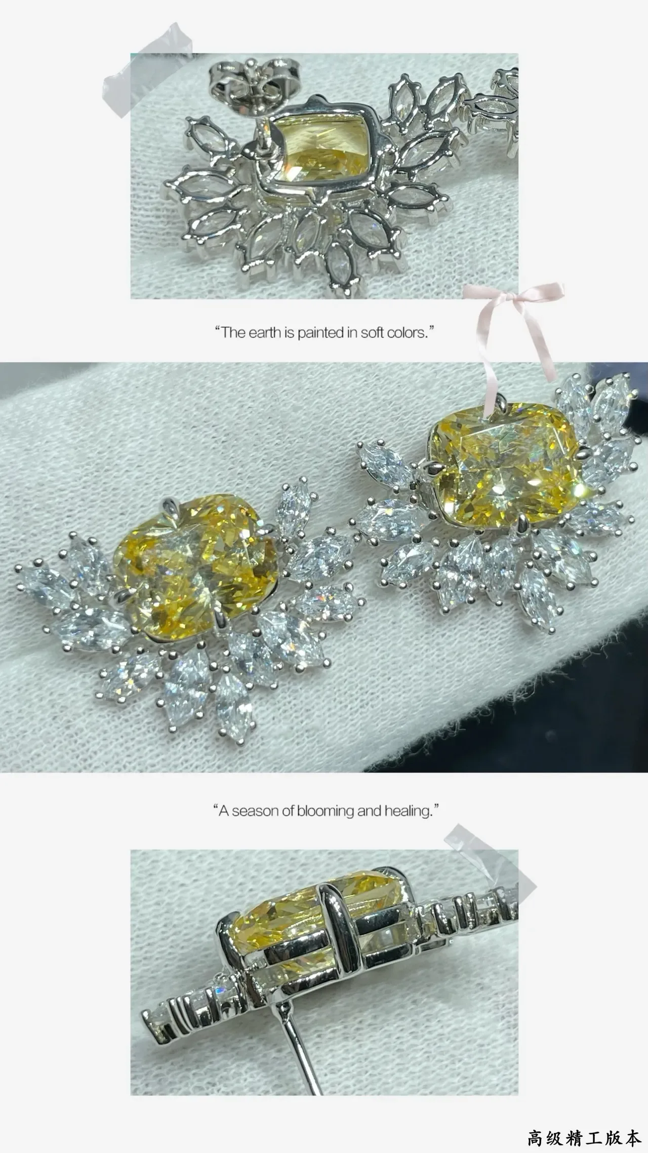 Tiffany & Co. Aretes con Halo Floral de Gemas Amarillas y Blancas 2