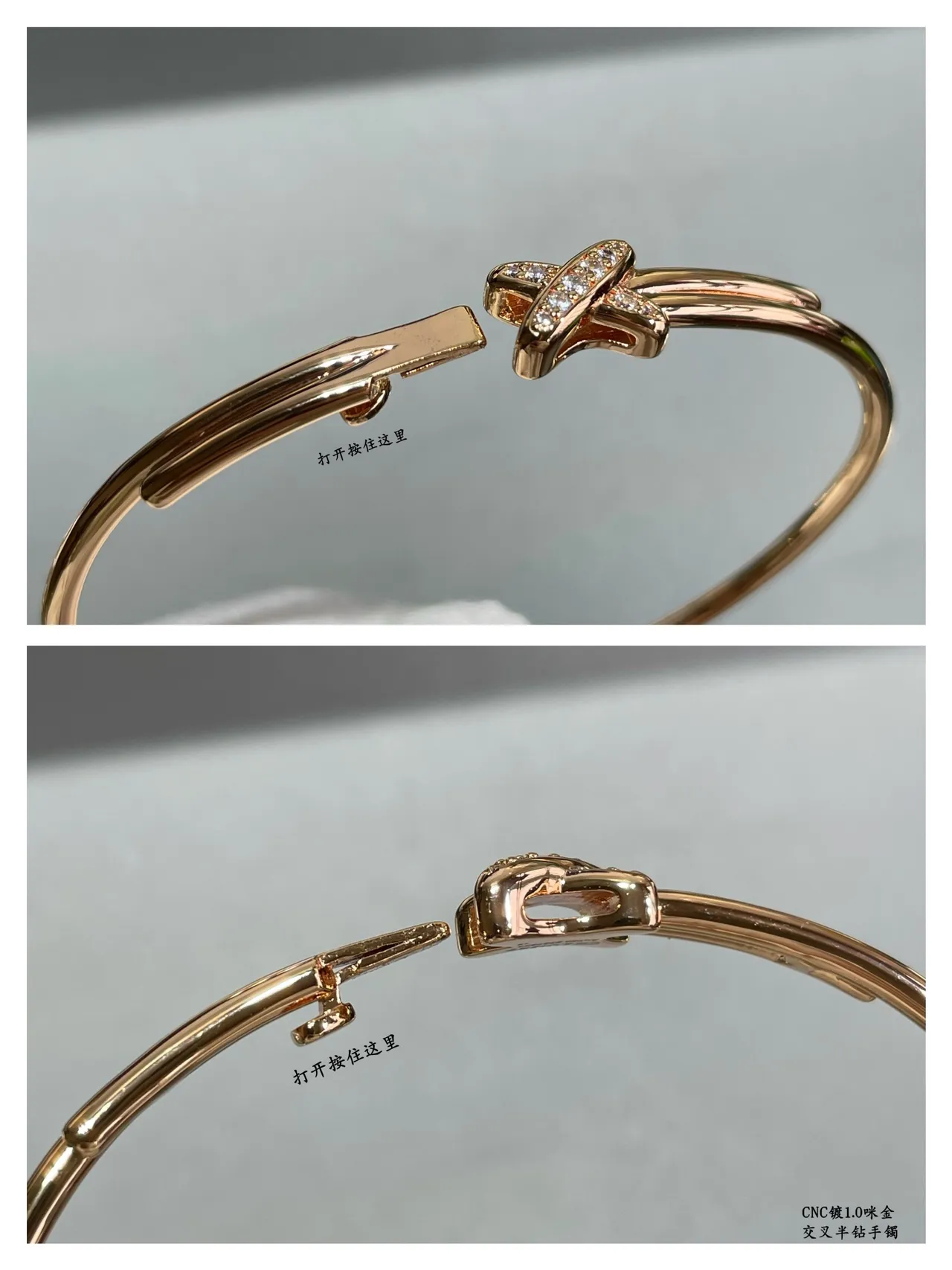 टिफनी एंड कंपनी चांदी और सोना Pavé Diamond-Set X-Knot Motif ब्रेसलेट 7