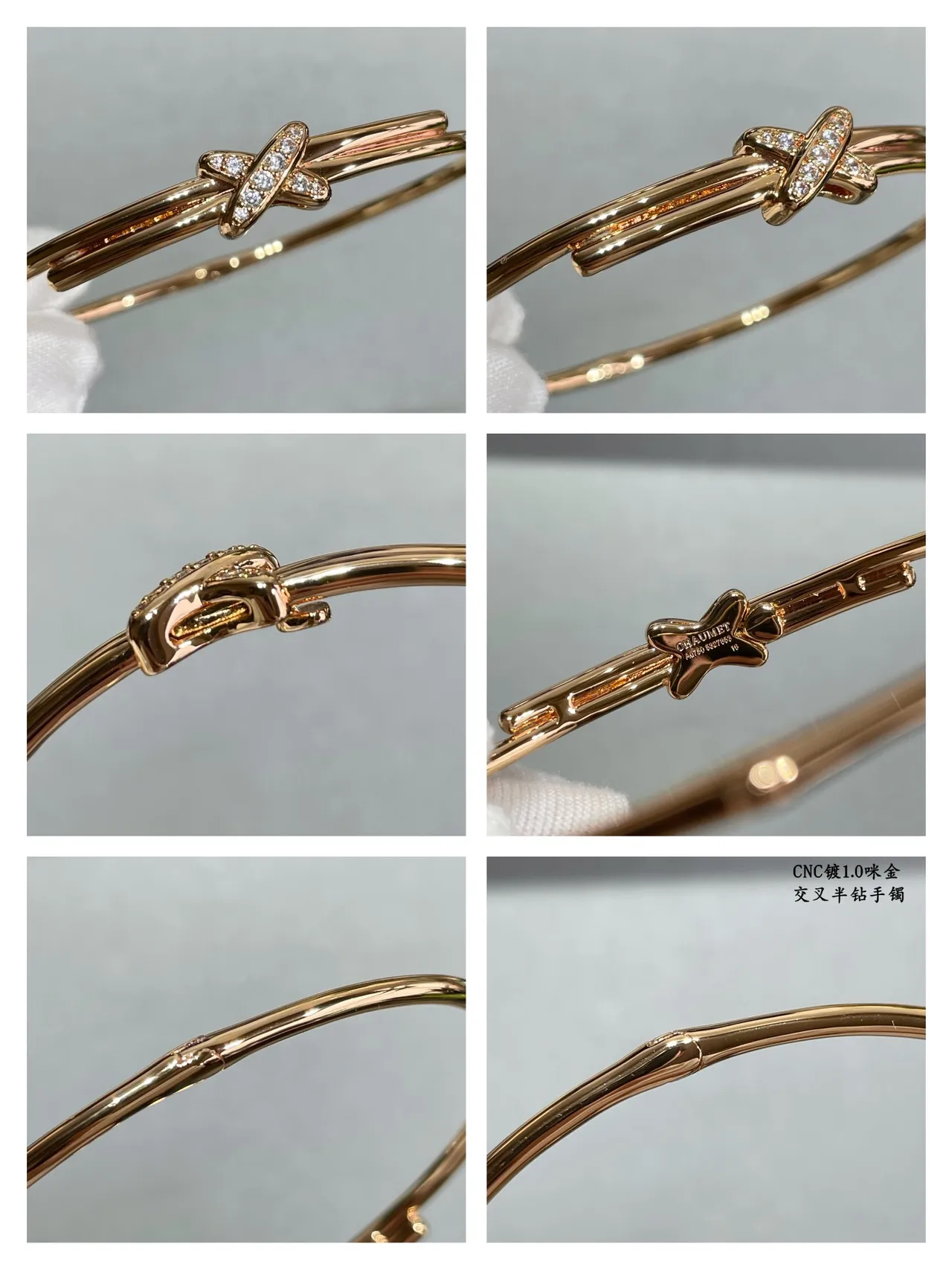 टिफनी एंड कंपनी चांदी और सोना Pavé Diamond-Set X-Knot Motif ब्रेसलेट 8