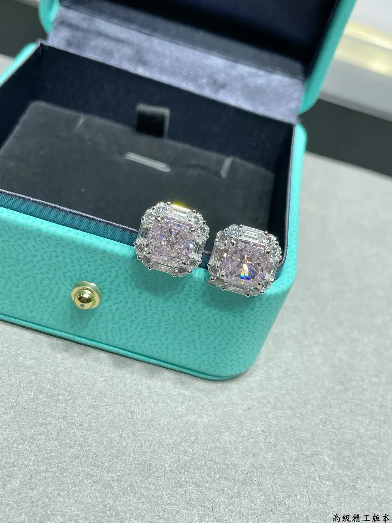 Tiffany & Co. Square Cut Halo Stud Earrings 7