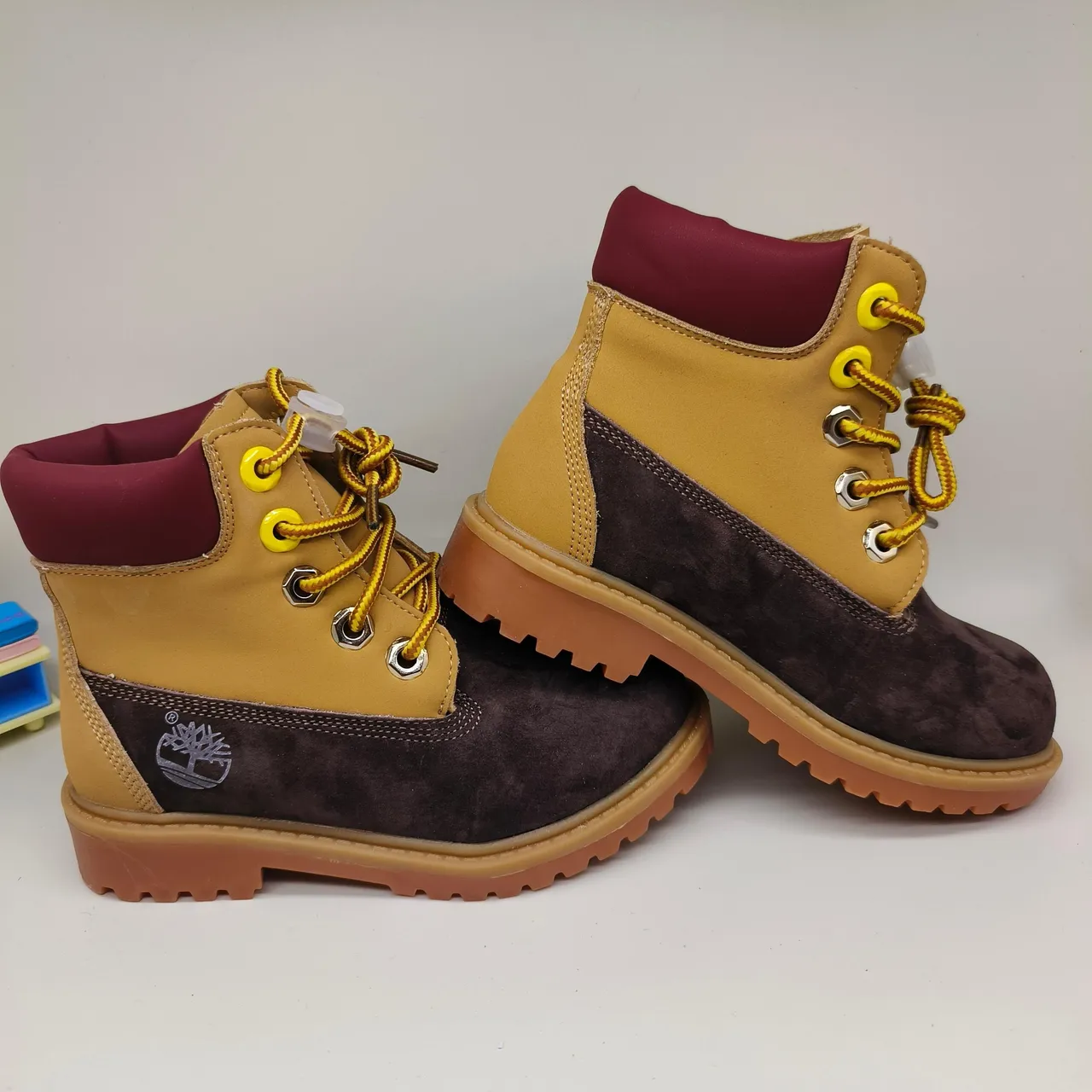 Timberland Premium 6-Inch Tan and Navy Work Boots 11