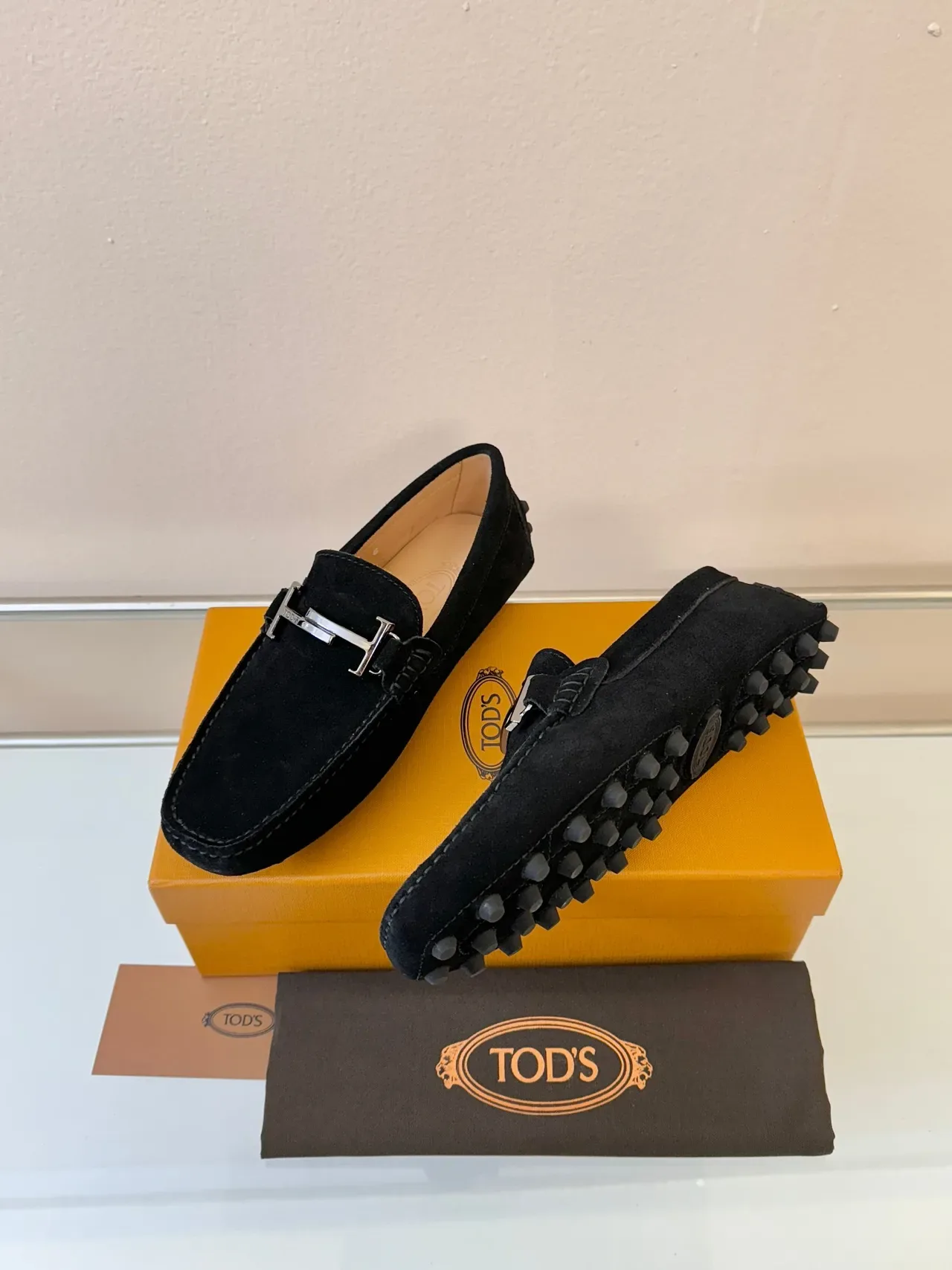 Mocassin Tod's Gommino Cuir Suédé Noir H-Bit 2