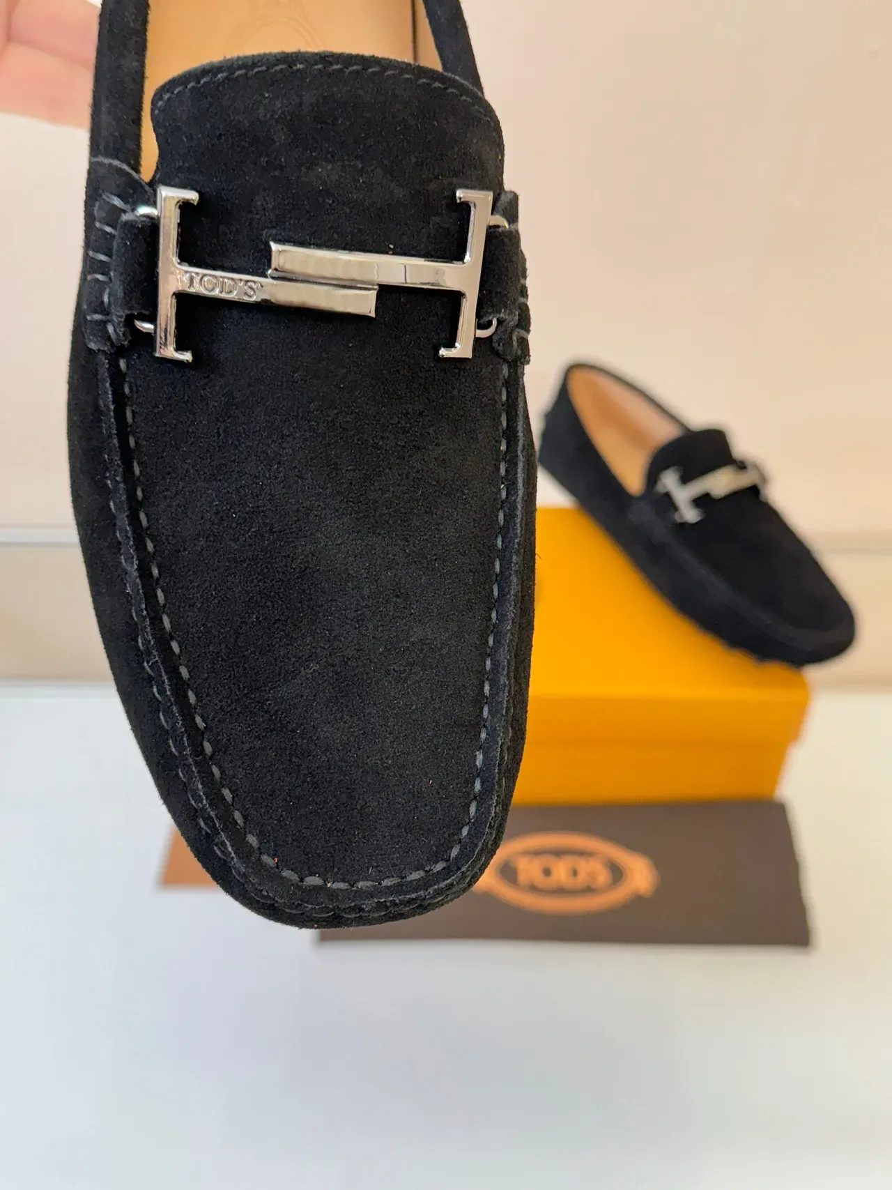 Mocassin Tod's Gommino Cuir Suédé Noir H-Bit 3