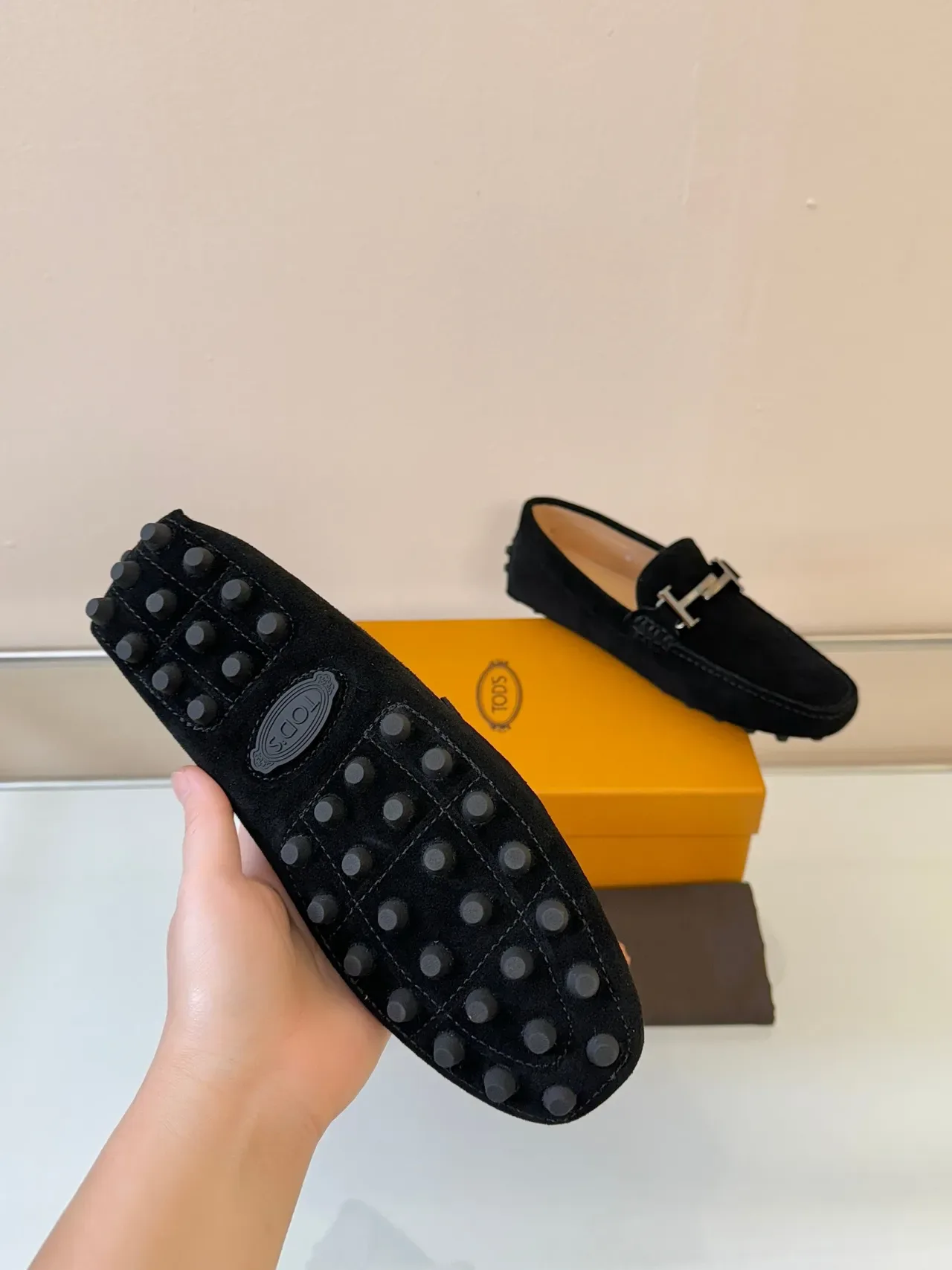 Mocassin Tod's Gommino Cuir Suédé Noir H-Bit 5