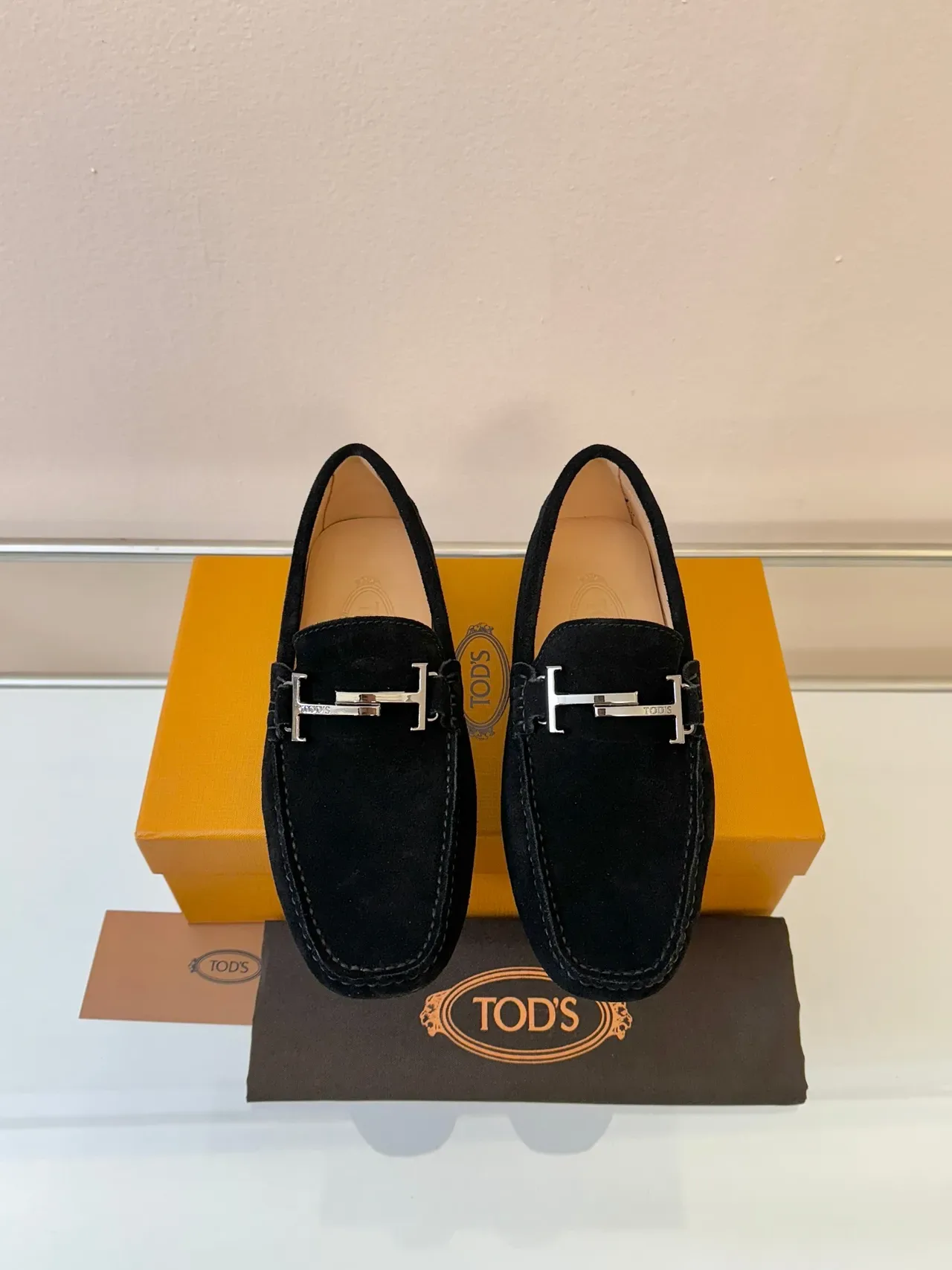 Mocassin Tod's Gommino Cuir Suédé Noir H-Bit 6