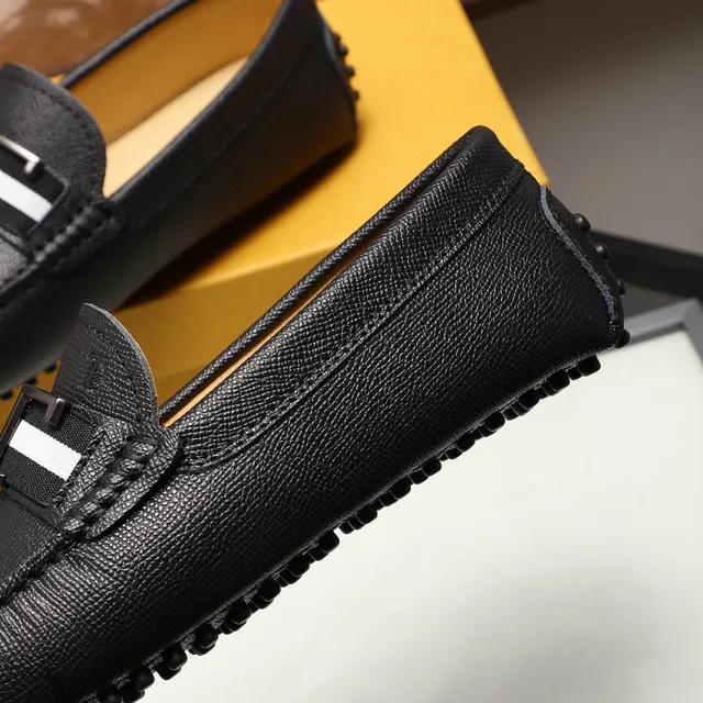 Tod's Gommino 乐福鞋 黑色白色纹理皮革 H-Bar Metal Buckle 乐福鞋 4