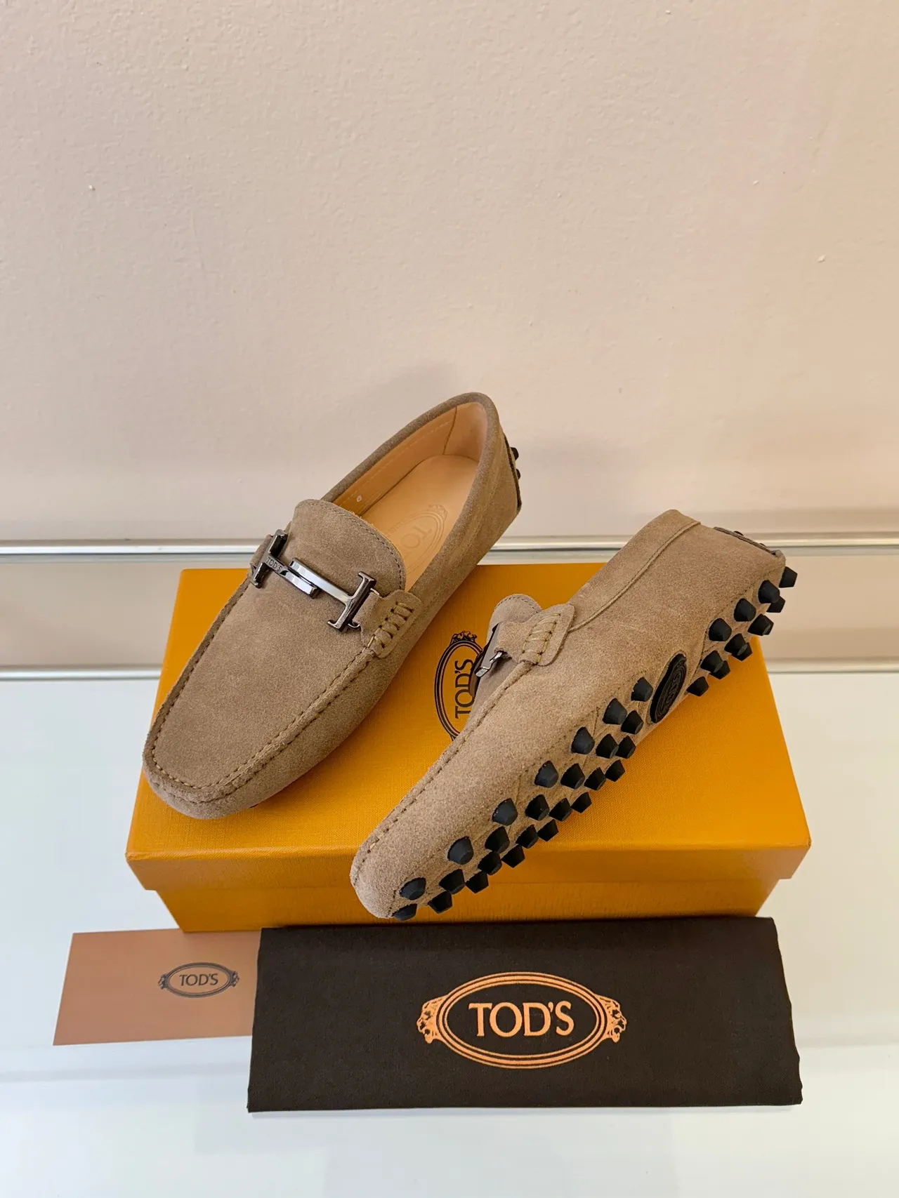Tod's Gommino Loafer Tan Suede H-Bar Loafers 2