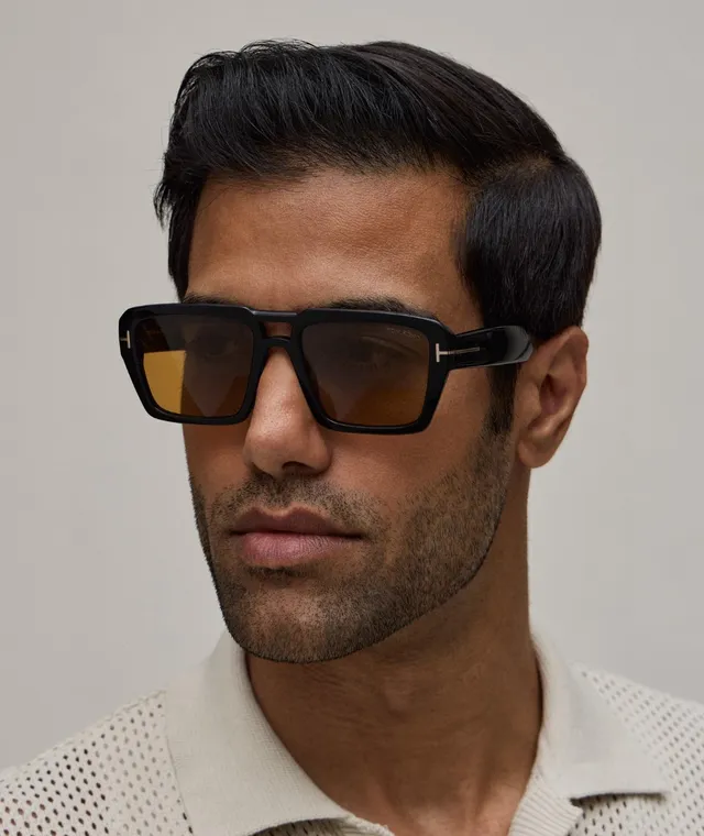 Tom Ford Icon Navigator Óculos de Sol Preto Brilhante Ponte T-Bar 3