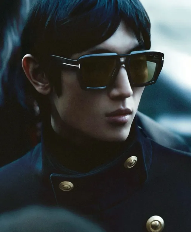 Tom Ford Icon Navigator Óculos de Sol Preto Brilhante Ponte T-Bar 4