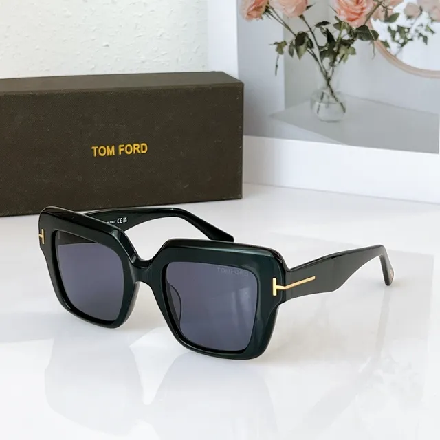 نظارات شمسية Tom Ford كبيرة مربعة أسيتات سوداء عدسة صفراء 5