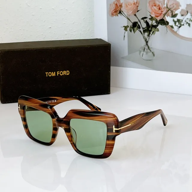نظارات شمسية Tom Ford كبيرة مربعة أسيتات سوداء عدسة صفراء 8