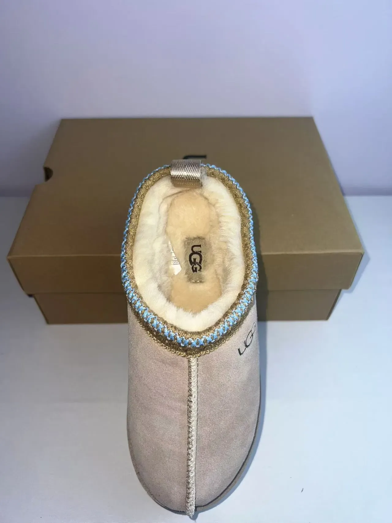 UGG Beige Azul Zapatos Casuales Suela Plataforma Forrados con Piel de Cordero 2
