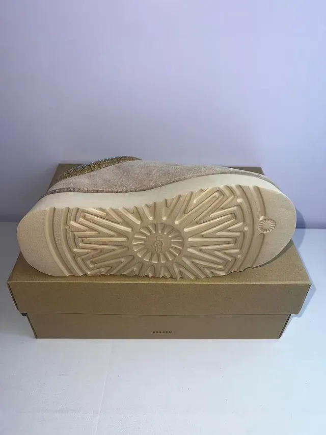 UGG Beige Azul Zapatos Casuales Suela Plataforma Forrados con Piel de Cordero 3