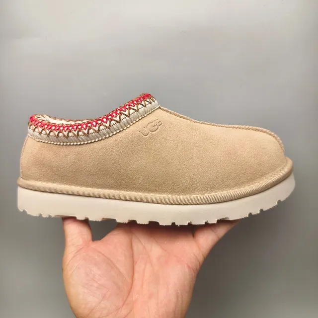 UGG Beige Red Suede Upper Embroidered Trim Casual Shoes 2