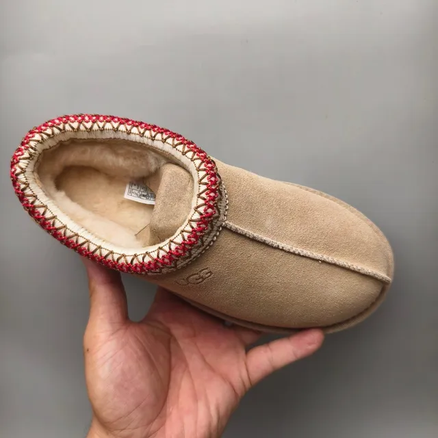 UGG Beige Red Suede Upper Embroidered Trim Casual Shoes 3
