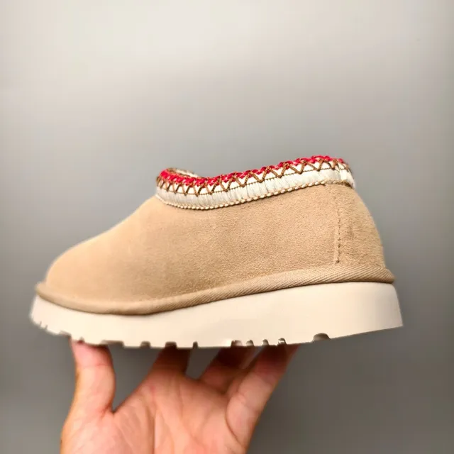 UGG Beige Red Suede Upper Embroidered Trim Casual Shoes 4