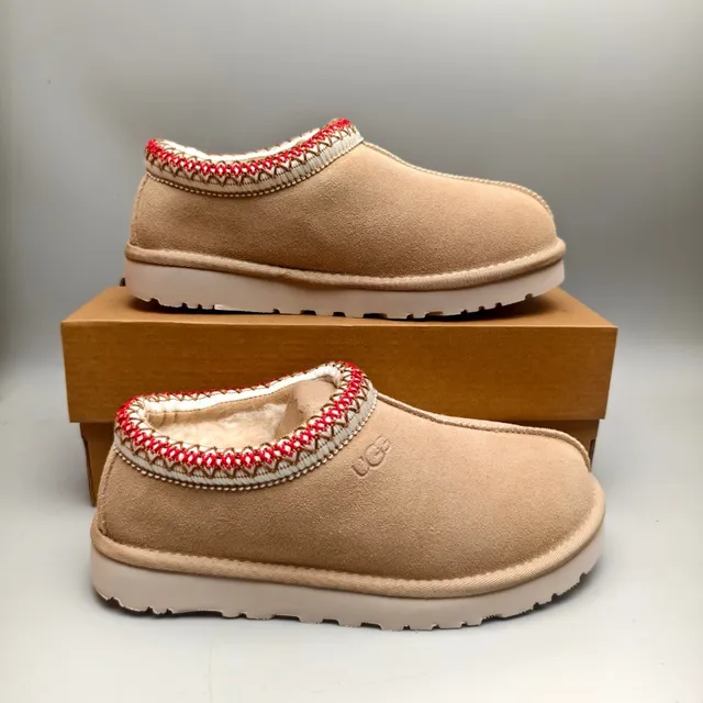 UGG Beige Red Suede Upper Embroidered Trim Casual Shoes 5