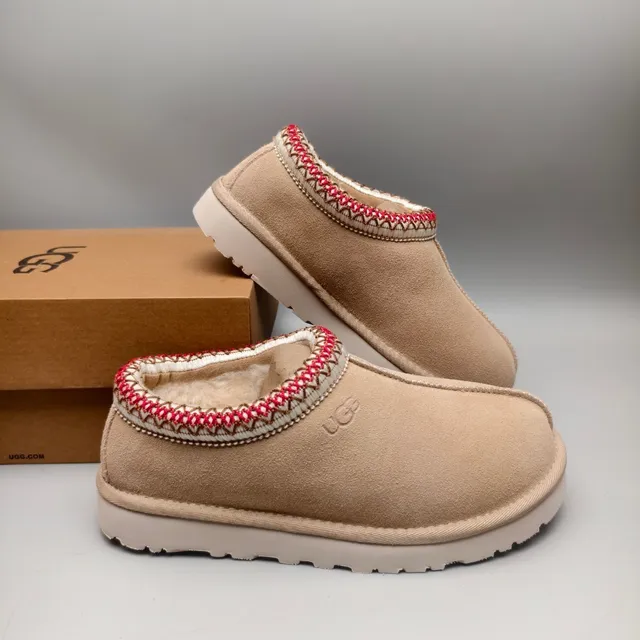 UGG Beige Red Suede Upper Embroidered Trim Casual Shoes 6