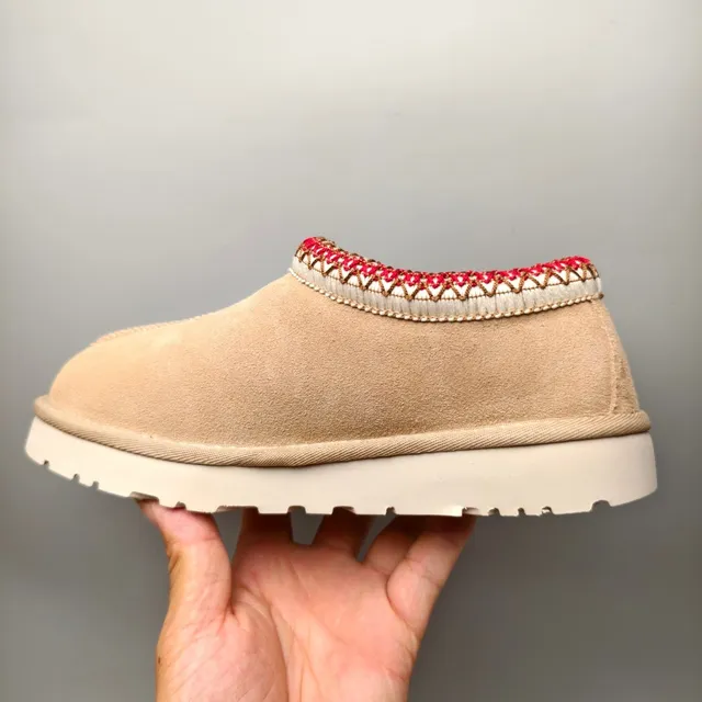 UGG Beige Red Suede Upper Embroidered Trim Casual Shoes 7