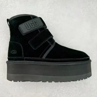 UGG 黑色 平台鞋底 魔术贴带 闭合 雪靴