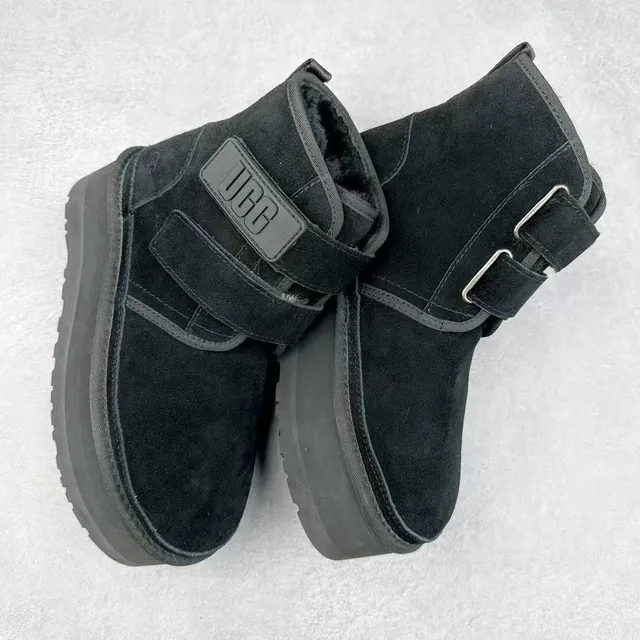 UGG काला प्लेटफॉर्म सोल वेल्क्रो स्ट्रैप क्लोज़र स्नो बूट्स 3