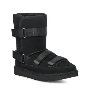 UGG काला स्ट्रैप्ड सूड स्नो बूट