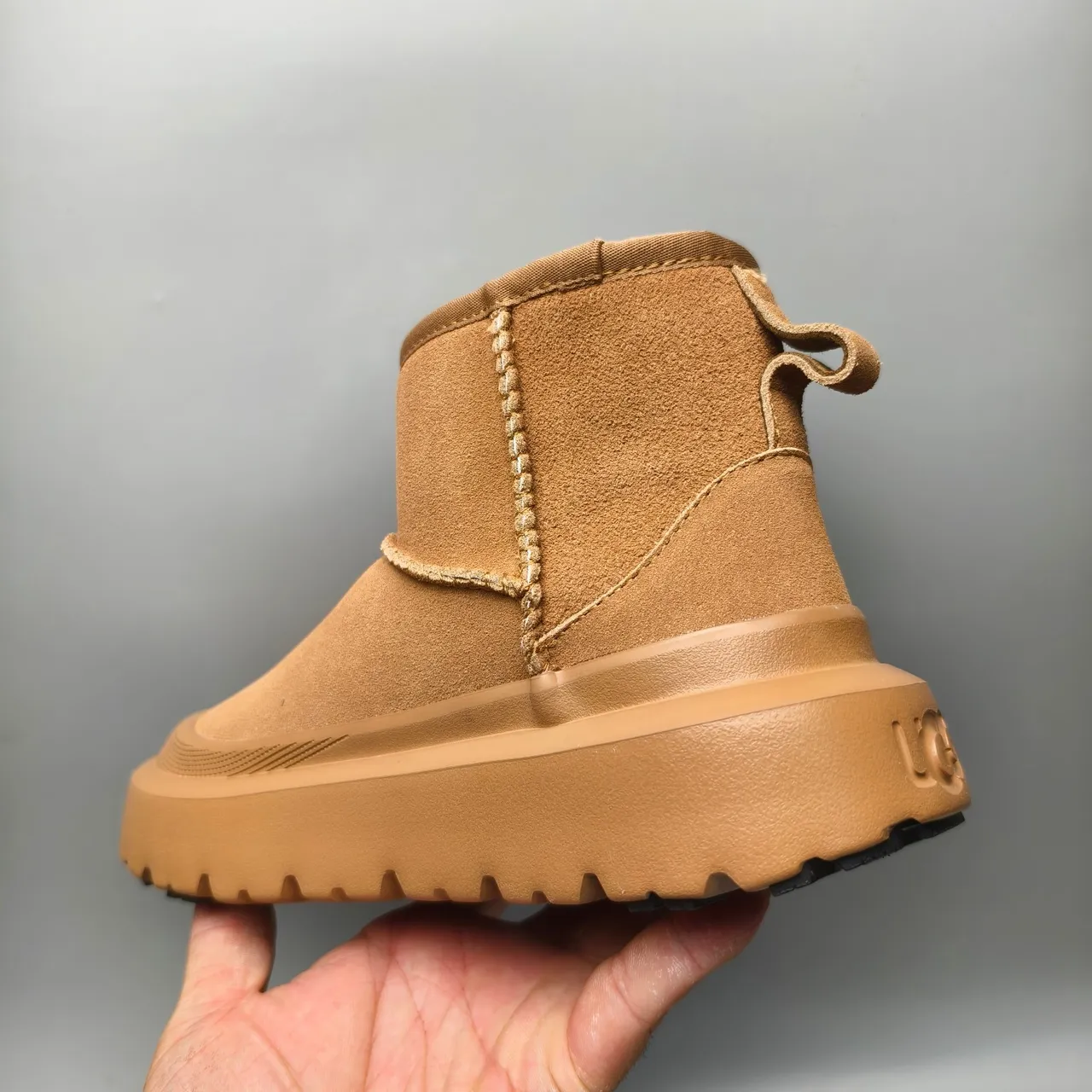 UGG Brown Beige Suede Upper Shearling-Lined Snow Boots 4