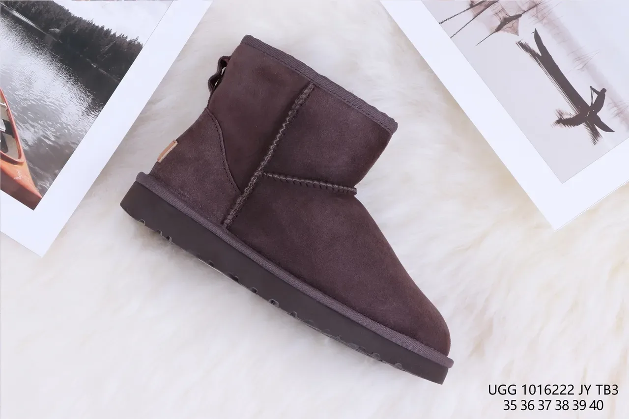 UGG Classic Mini বাদামী সুয়েড শিয়ারলিং লাইন্ড স্নো বুট 6