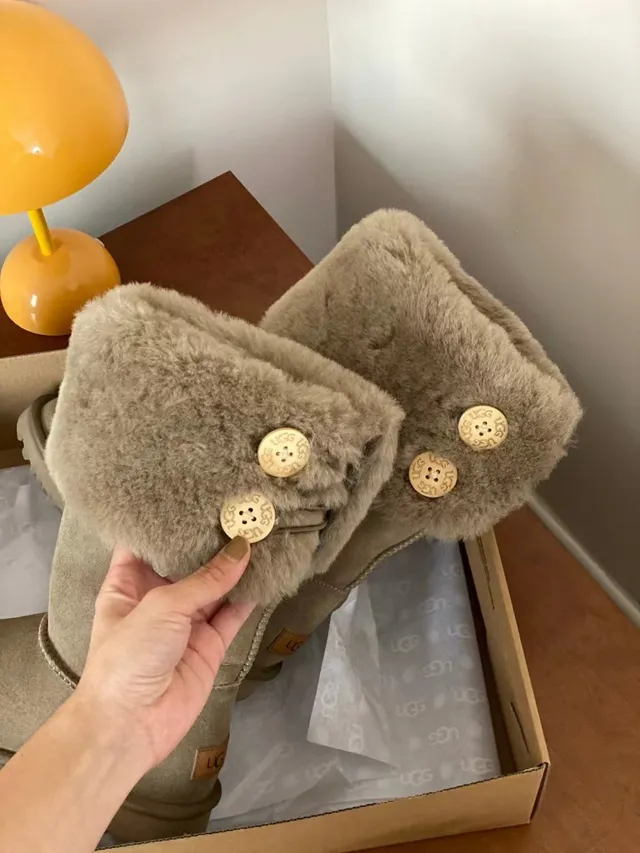 UGG Classic Tall Beige Shearling-Cuffed Snow Boots 6