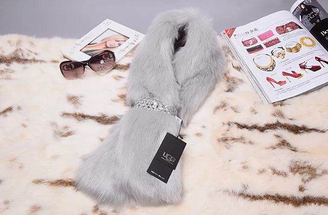 UGG Gray Silver Fluffy Faux Fur Sequin Embellishment Snow Boots 7
