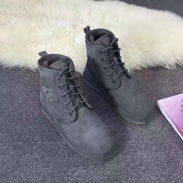 UGG ধূসর সুয়েড উপর লেস-আপ ফ্রন্ট এনকেল বুট 4