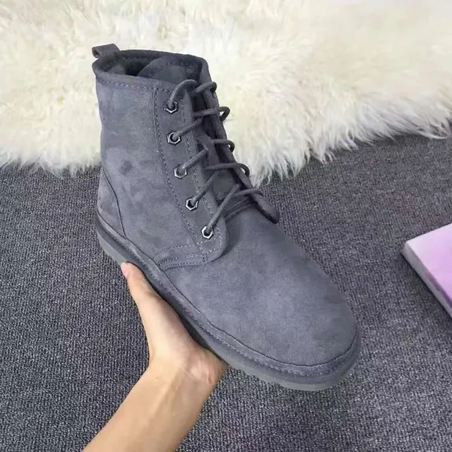 UGG ধূসর সুয়েড উপর লেস-আপ ফ্রন্ট এনকেল বুট 6