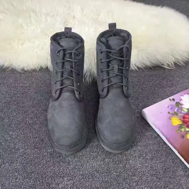UGG ধূসর সুয়েড উপর লেস-আপ ফ্রন্ট এনকেল বুট 7