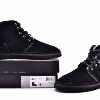 UGG Harkley काला सुड लेस-अप एंक्ल बूट्स