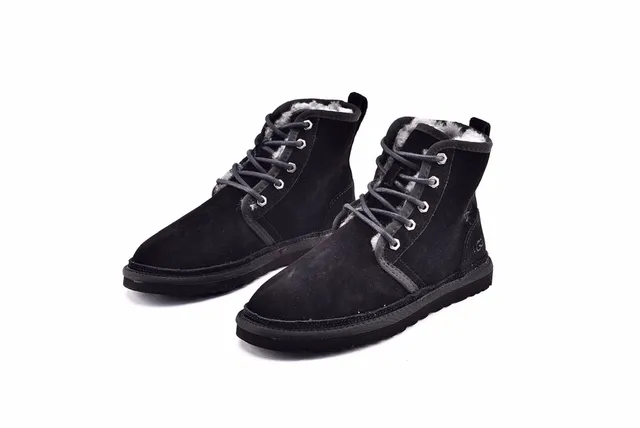 UGG Harkley Preto Camurça Cadarço Botas de Tornozelo 2
