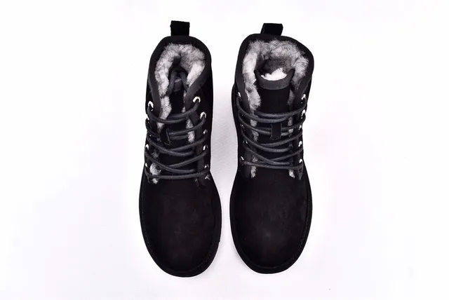 UGG Harkley Preto Camurça Cadarço Botas de Tornozelo 3