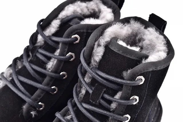 UGG Harkley Preto Camurça Cadarço Botas de Tornozelo 11