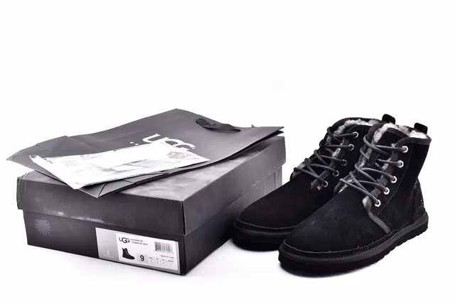 UGG Harkley Preto Camurça Cadarço Botas de Tornozelo 15