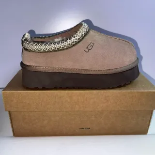 UGG Tasman Beige Brown Platform Sole Woven Metallic Trim Casual Shoes