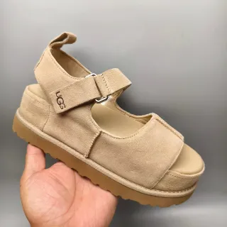 UGG Tasman Beige Suede Platform Casual Sandals