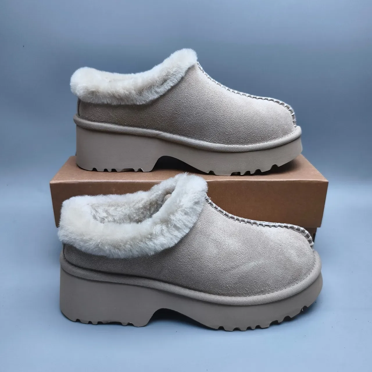 UGG Tasman Beige Blanc Chaussures Casuales Semelle Plateforme Doublées en Shearling 5