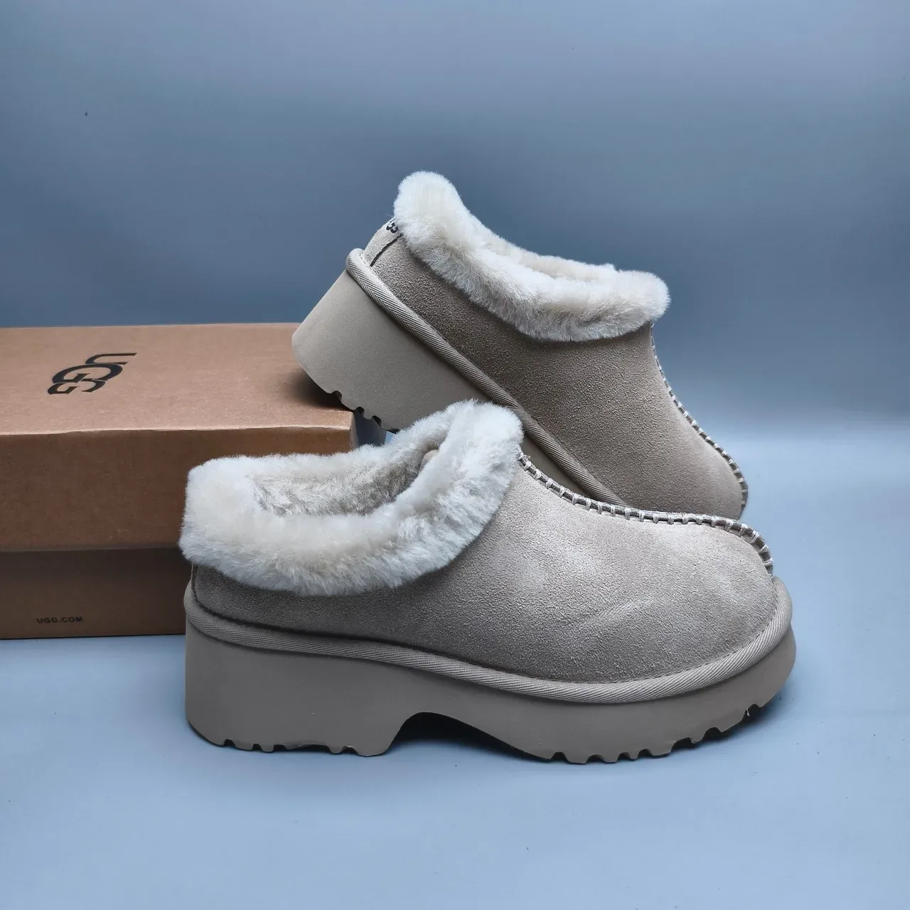 UGG Tasman Beige Blanc Chaussures Casuales Semelle Plateforme Doublées en Shearling 6