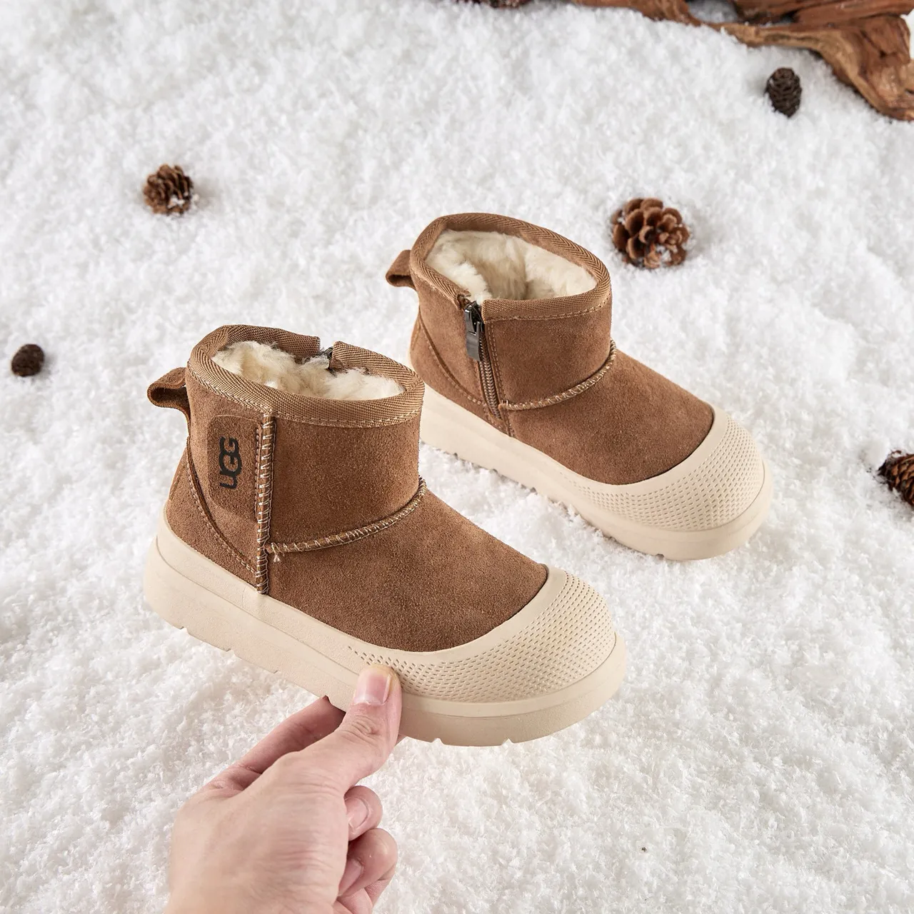 UGG Tasman Black Suede Shearling-Lined Snow Boots 8