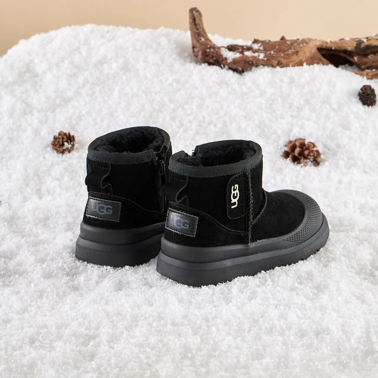 UGG Tasman Black Suede Shearling-Lined Snow Boots 15