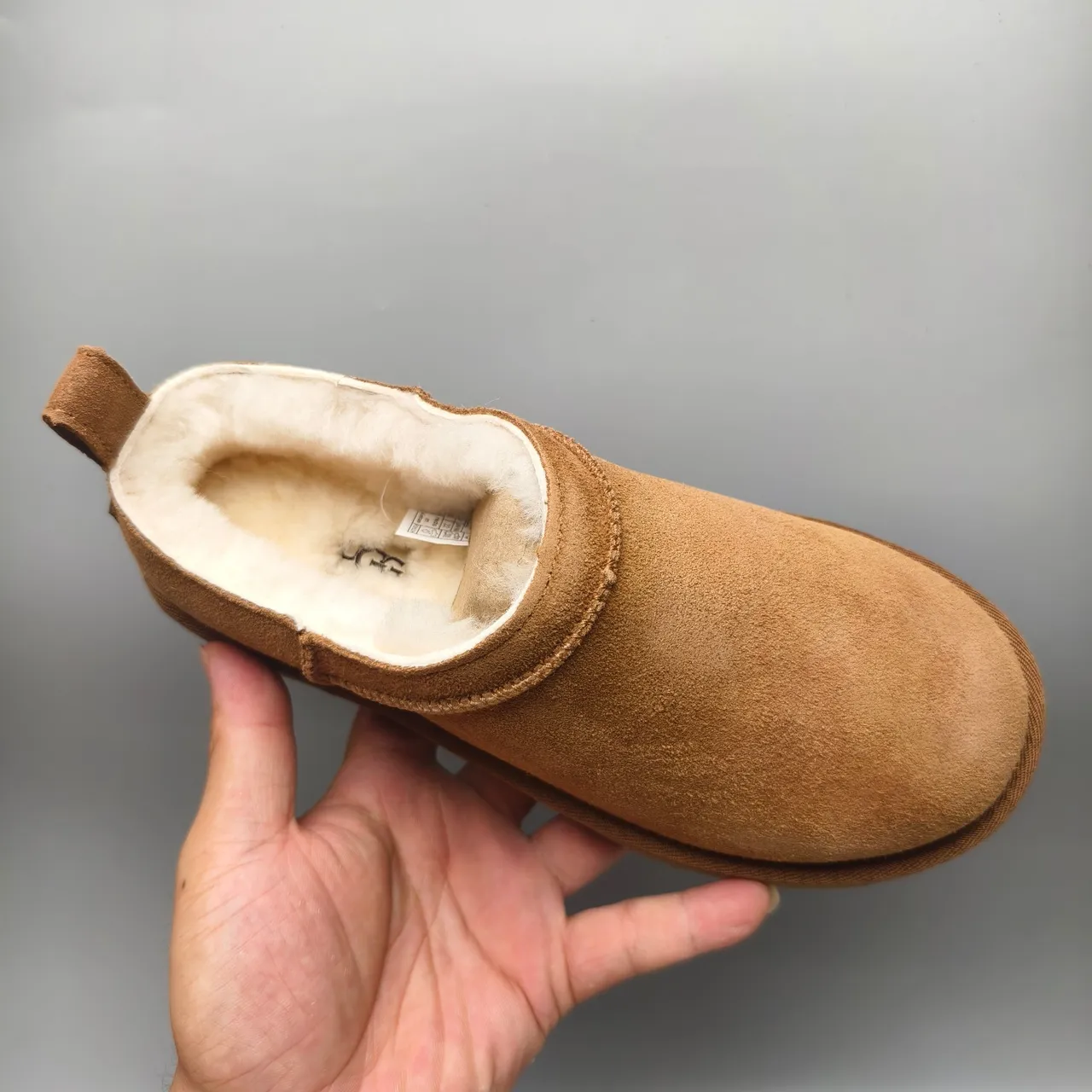 UGG Tasman Marrom Bege Camurça Superior Forro de Pelos Sapatos Casuais 3