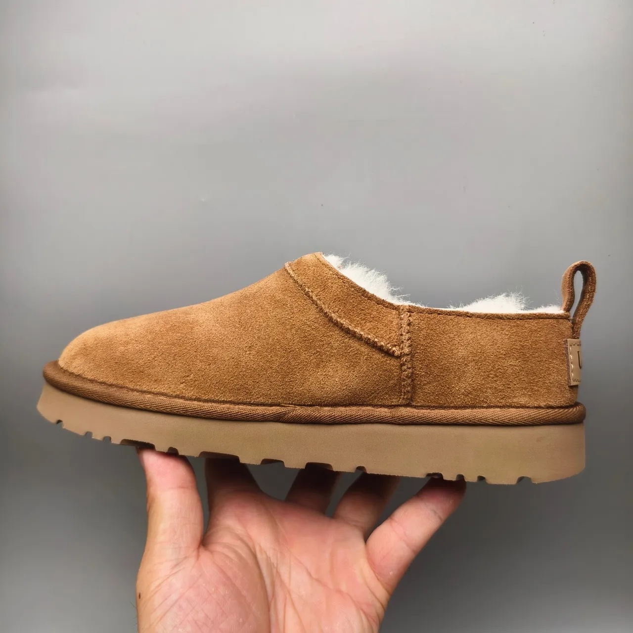 UGG Tasman Marrom Bege Camurça Superior Forro de Pelos Sapatos Casuais 7