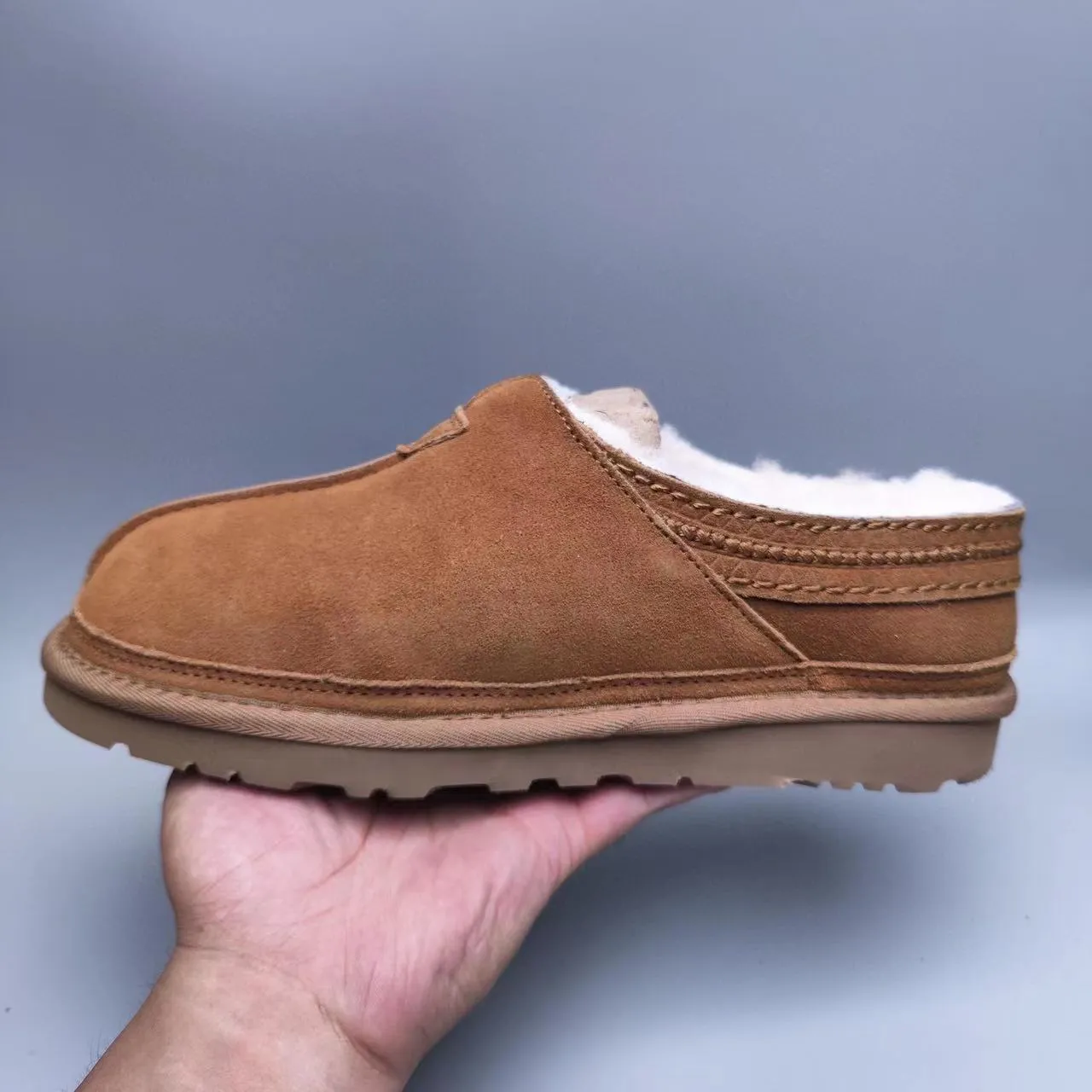 UGG Tasman Brown Beige Suede Upper Shearling-Lined Casual Shoes 2